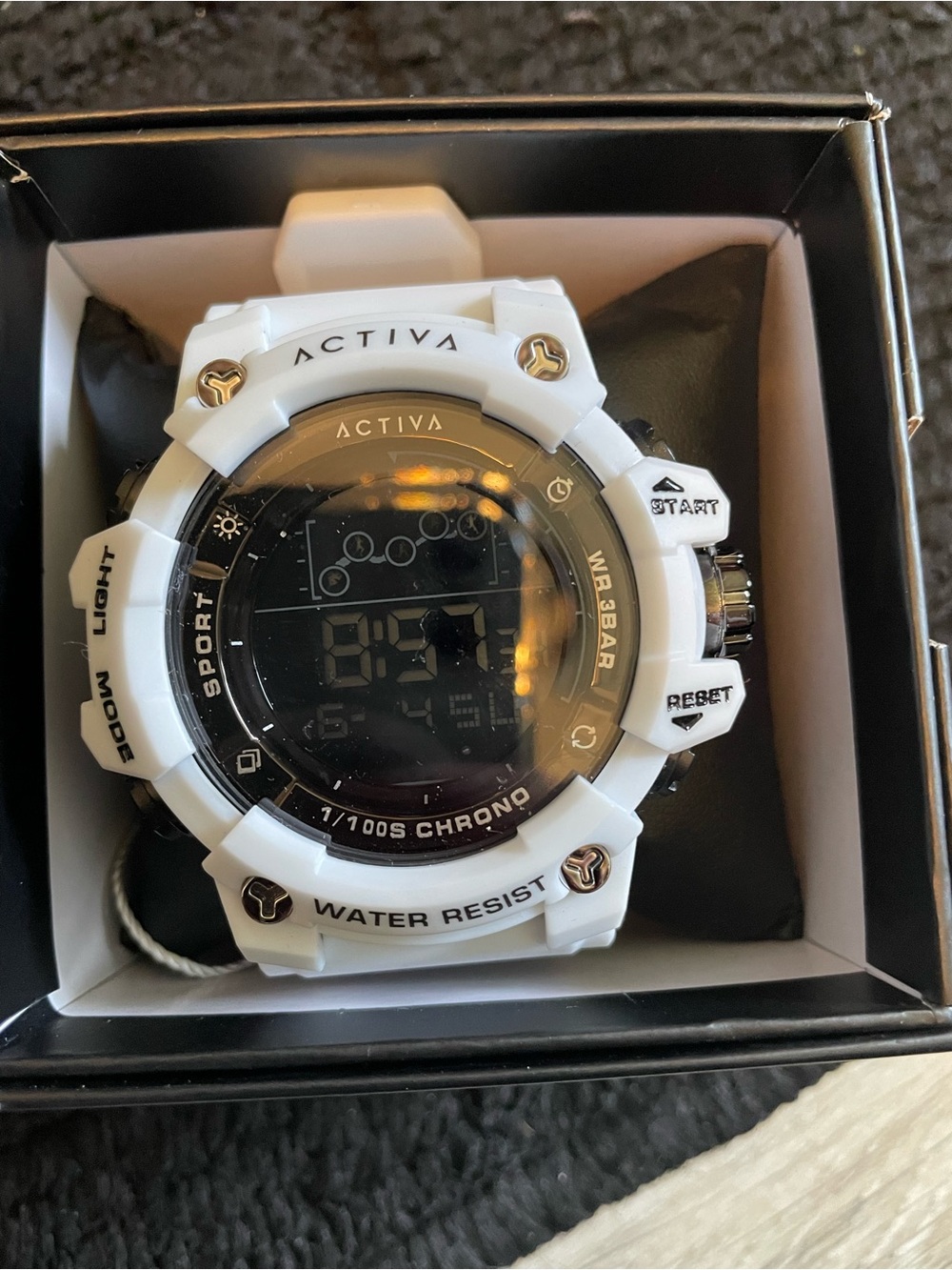 Ativa White Digital Sport Watch with Black Dial